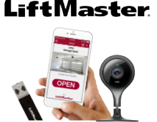 LiftMaster logo and related technology including app and camera