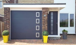 Garage Door Systems Insulated Sectional Garage Door Grey with Decals