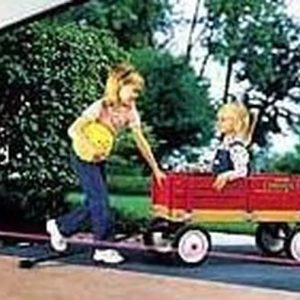 Two children playing in a buggy